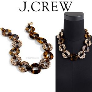 J.CREW Tortoise & Crystals Statment Necklace